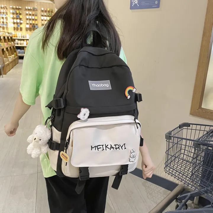 Qunshe%20Schoolbag%20Female%20Junior%20High%20School%20Student%20High%20School%20Student%20Primary%20School%20Student%20College%20Student%20Korean%20Style%20Large%20Capacity%20Backpack8596%20-%20Image%203