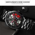 Fashion Mens Car Wheel Watches Luxury Stainless Steel NOT ROTATE. 