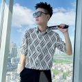 Printed Shirt Men's High Sense Ice Silk Short Sleeve Summer Fashion BrandinsPu Shuai Men's Shirt Design Sense Niche Top. 