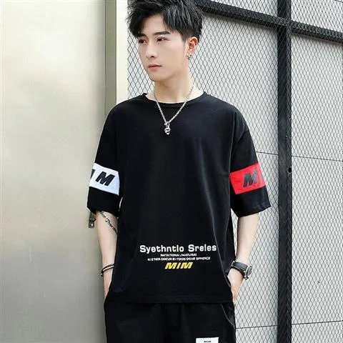 Boys%20Suit%20Trendy%20Handsome%20Loose%20Korean%20Style%20Short%20Sleeve%20T%20T-shirt%20Summer%20New%20Fashion%20Brand%20Gym%20Clothes%20Set%20Matching%20-%20Image%202
