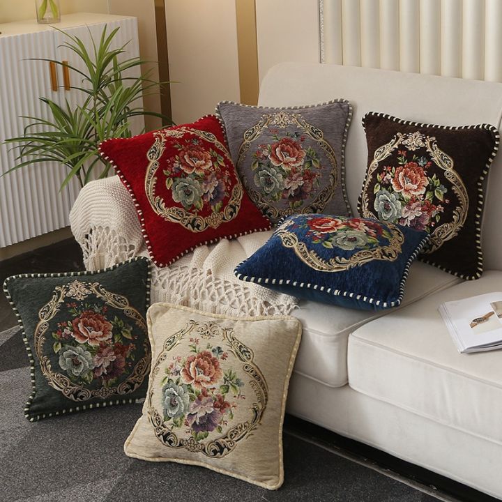 door stopper rubber Folk-Custom Flowers Cushion Cover 45x45cm Embroidery Jacquard Decorations for Home Edging Pillow Cases Decora Cushions for Bed