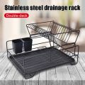 2 Layers Iron Tableware Organizer Kitchen Tools for Bowl Dishes Chopsticks Dish Drying Rack Drainer Storage Rack. 