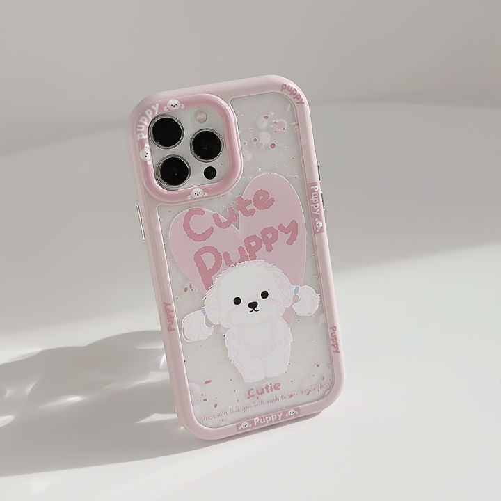 Sroof%20Case%20For%20iPhone%2011%2012%2013%2014%2015%20Pro%20Max%20Korean%20Girls%20Pink%20Cute%20Puppy%20Shockproof%20Silicone%20Soft%20Phone%20Case%20Back%20Cover%20-%20Image%208