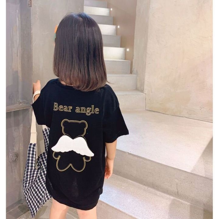 [PUTRI KESLI] 1-8 years of T -shirt dress wings pink angel black girl clothing