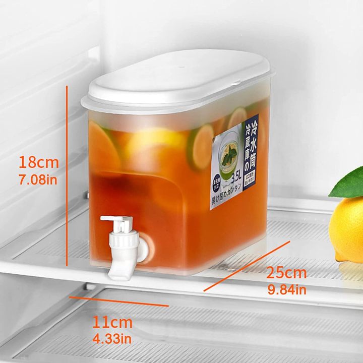 3.5L  Faucet Beverage Dispenser Cold Juice Lemonade Drinks Bucket Liquid Storage Tank Outdoor Fridge Organizers