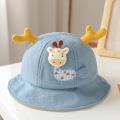 Cute Cartoon Baby Bucket Caps for Boys Girls Solid Color Infant Fisherman Hats Spring Summer Toddler Kids Sun Hat 10-24M. 