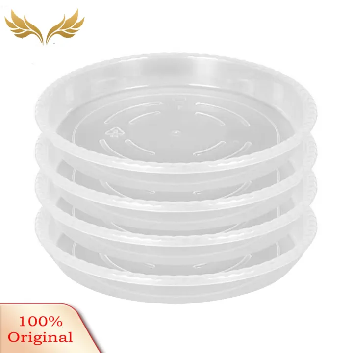 SuperRide Prevent Root Rot Plant Tray Clear Round Plant Saucers Set of 4 Reusable Tray for Indoor Outdoor Potted Plants Flower Pot Drainage Saucer for Odorless Plant Tray