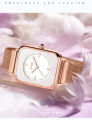 【ZIME】 New Style Ladies Fashion Casual Watches Luxury Brand Korean Version Rose gold Stainless Steel Bracelet Watch For Women  Waterproof Square Elegant Women Gift Wristwatch jam tangan perempuan. 