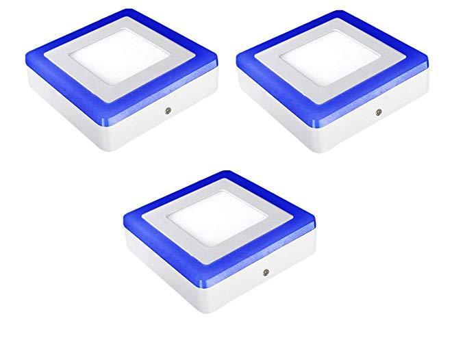 18+6,12+4 Watt LED Side Blue Square Surface Panel Light Ceiling 3D Effect Lighting (Double Color, 12+4 Side Blue Surface 1)