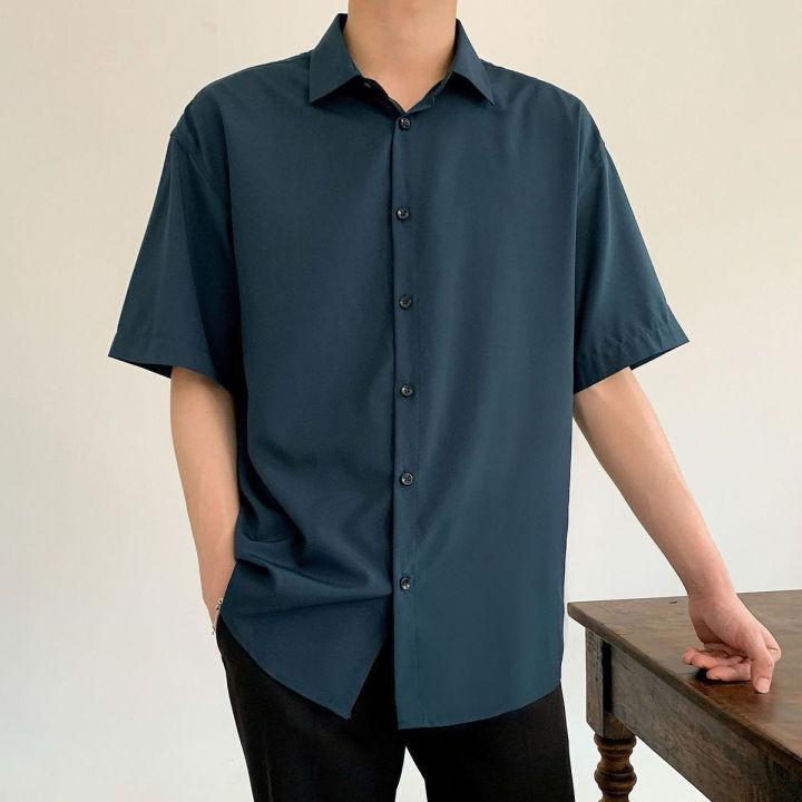 ACHS%20AWAKE%20Black%20Shirt%20Men's%20Short-Sleeved%20Summer%20Senior%20Pu%20Handsome%20Men's%20Casual%20Men's%20Clothing%20White%20Shirt%20Trendy%20Boys%20-%20Image%2010