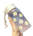 Water Bottle Small Daisy Transparent Plastic Frosted Water Bottle with Portable. 