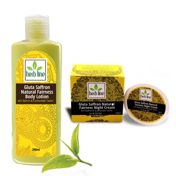 Hreb Line Gluta Saffron Natural Fairness Body Lotion & Night Cream ( herbline )