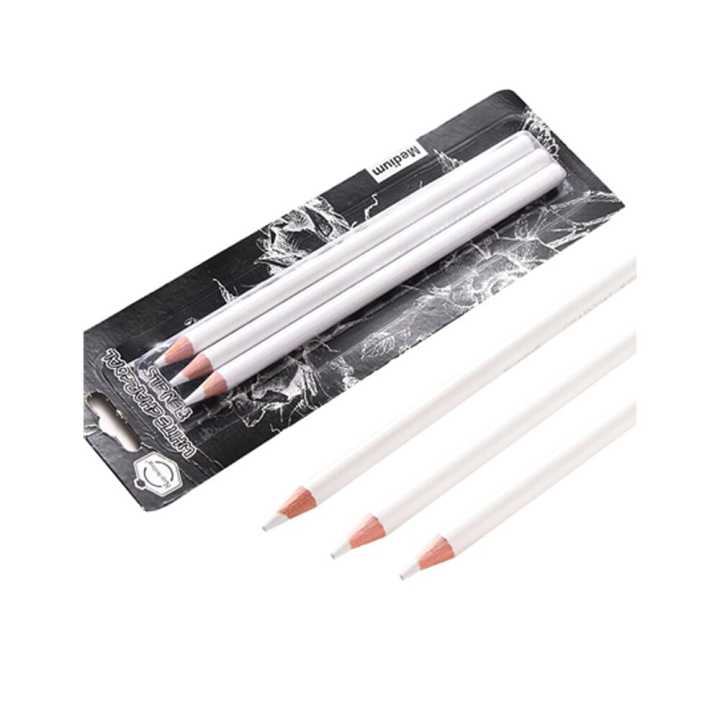 White Charcoal Pencils Drawing Set - 3-Pack Sketch Highlight Pencils For Artists