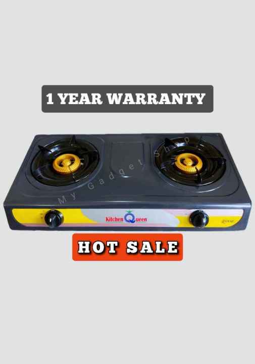Two burner Gas cooker non stick coated dual burner stove heavy duty steel double with warranty