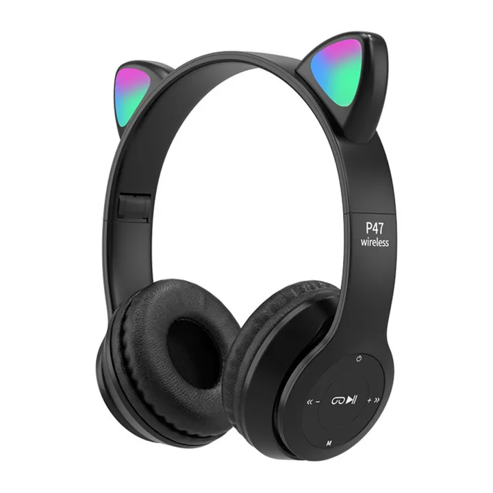 New%20Cat%20Ear%20Design%20Bluetooth%205.0%20P47M%20Headphone%20Wireless%20Headband%20Earphone%20Hands%20Free%20Music%20Headset%20With%20MF/TF%20(Features%20P47%20Solo%20XB450)%20-%20Image%203