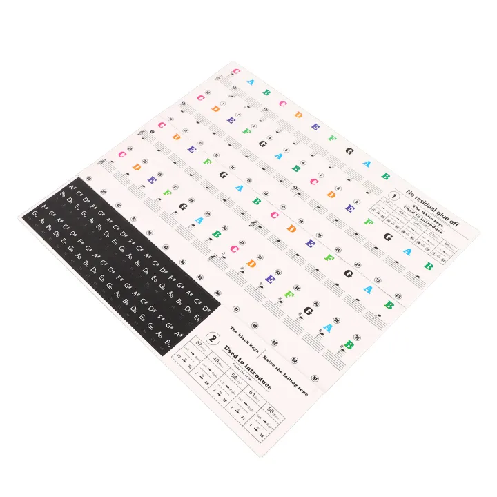 Piano Beginner Sticker Colorful Transparent Removable Large Letter Reusable Piano Keyboard Sticker for 49/54/61/88 Key Keyboards