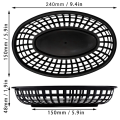 24Pcs Plastic Basket Serving Tray French Fries Basket Oval Fast Food Tray Restaurant Bar Food Tray Fries Food Service Tray Black. 