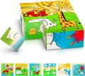 6-in-1 Wooden Block Puzzle for Kids, 9 Piece Colorful Wooden Block Toy for Kids Picture Puzzle, Available in Different Theme by ZinZen. 