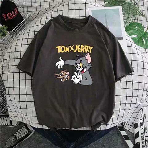 Cat%20And%20MouseTT-shirt%20Men's%20Tom%20Jerry%20Cartoon%20Cartoon%20Short%20Sleeve%20Cotton%20Youth%20Student%20Couple%20Summer%20Wear%20-%20Image%209