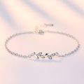 【ZOSR】925 Sterling Silver  Woman Fashion Jewelry High Quality Crystal Zircon Simple Hollow Leaf Bracelet Length 17+3CM. 
