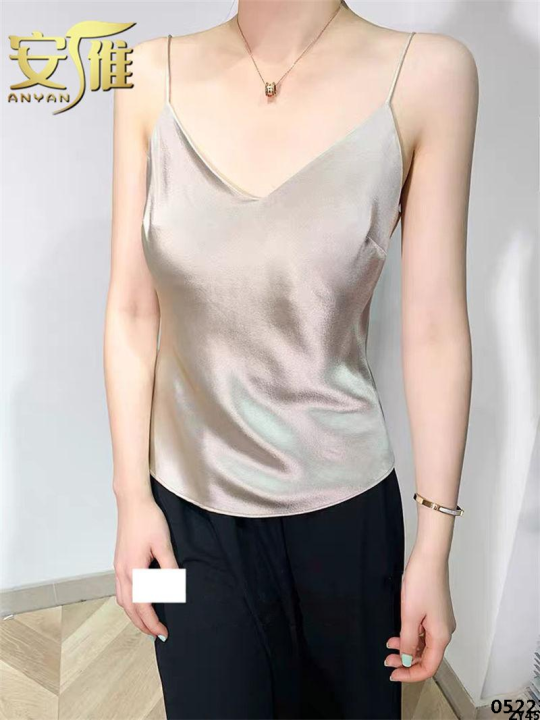 Camisole vest, new product, practical half-belt vest, satin An 024 vest, hanging mouth, acetic acid, summer 2, three models, imitation and versatile