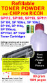 Ricoh SP100 SP100su SP100 su SP100sf SP 100sf SP110 SP 110q SP 110suq SP 111sf  SP112 SP 112sf Toners powder and chip used on Ricoh  SP 112 SP 100 SP110 SP 111 printers and Ricoh Universal Powder without chip. 