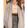 aimilian Blue 2024 Sun Protection Coat Women's Long Sleeve Thin Cardigan Design Sense Women's Outer Shirt Early Autumn. 