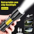 Flashlight COB Mini LED  Reader Lamp Zoomable Pocket Penlight Adjustable Focus Torch Light USB Rechargeable Lamp with 3 Light Modes for Camping Hiking 131832313 High-Five LK. 