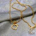 ESH Gold Plated Guaranteed 1.5MM New Trend Stylish Diamond Chain 18/24 Inch Beautiful Design With Dolphin Heart Fixed Stone Pendant. 