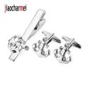 Free shipping High quality brand Cufflinks Gift Set New Fashion white tie clip anchor Cufflinks Tie Clip Mens Suit shirt tie pin. 