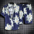 Hawaii Holiday Beachwear Men's Trendy Casual Suit Men's Short-Sleeved Shirt Shorts Loose and Handsome Wear Match Printed Shirt. 