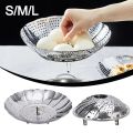 Durable Stainless Steel Folding Dish Steam Expandable Lotus Leaf Shape Steamer Plate Multi-Function Meat Steaming Tray Universal Pot Fit. 