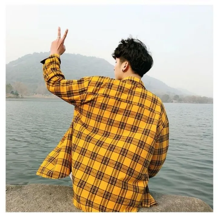 Plaid%20Shirt%20Men's%20Long%20Sleeve%20Hong%20Kong%20Style%20ins%20Summer%20Yellow%20Shirt%20Male%20Teenagers%20Korean%20Style%20Trendy%20Student%20Handsome%20Jacket%20-%20Image%205