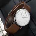 New Luxury Fashionable Design Leather Band Quartz Analog Wrist Watch For Men Gents Boys High-Five LK. 
