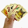 pokemon cards golden 55-110PCS Of Pokemon Gold Cards English Foil Gold Silve Letter Playing Cards Metalicas Charizard Vmax Gx Series Game CardParty Games Crafts. 