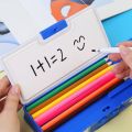 Multifunctional Button Stationery Box Girl Cute Password Lock Large Capacity Pencil Case Pink Purple Elementary School Pencil Case. 