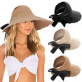 Yfashion Straw Hat Korean Style Sun Hat Women'S Fashion Hollow Hat Summer Travel Foldable Sun Hat Big Brim Bow Straw Hat Wholesale. 