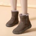 [ Real Wool ]2024 Winter New Thick Snow Boots Fur Integrated Fashion Casual Women's Flat Booties. 