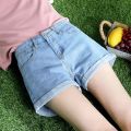Shorts for Women Summer 2024 New Korean Style Loose All-Match Student High Waist Wide Leg Curling Hole Denim chic Hot Pants. 