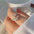 Shiny Cute Crystal Butterfly Zircon Rings For Women Girls Korean Minimalist Wedding Ring Adjustable Silver Color Ring Jewelry. 