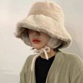 2023 New Korean Ear Protection Bucket Hats Women Autumn and Winter Travel Versatile Warm Hat Retro Solid Color Plush Men's Caps. 