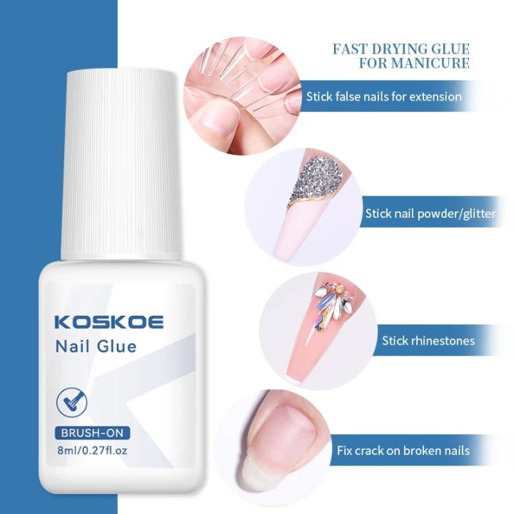 KOSKOE%208ml%20Nail%20Glue%20%E2%80%93%20Strong%20Adhesive%20Gel%20for%20Fake%20Nails,%20Glitter,%20Rhinestone%20Decoration%20&%20Nail%20Extension%20%7C%20Brush%20Cap%20Design%20-%20Image%203