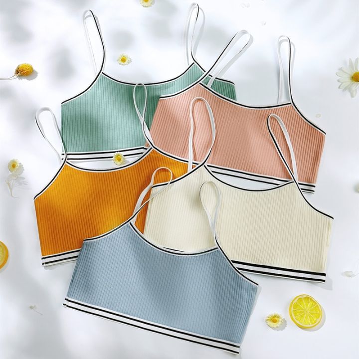 WHPC New Simple Sports Top For Girls Striped Fashion Women's Underwear Comfort Cotton Lingerie Breathable Tube Top Bras Teenager