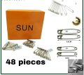Women's Silver Color Steel Safety Saree Pins No 4 - 48 Pcs. 