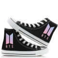 【BestGO】BTS BT21 Cartoon Fashion Versatile Canvas Shoes  High-hed Shoes For Men and Women. 