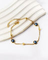 18k Gold Plated Stainless Steel Minimalist Steel ball Evil Eye Bracelet. 