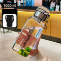 Handle, Outdoor Sports Large Capacity Glass 750ml/1000ml Cup with Lid, Leakproof Glass Water Bottle Clear with Water Cup. 