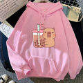 Capybara Bubble Tea Hoodie Women Aesthetic Graphic Kawaii Hoodies Unisex Autumn Winter Funny Harajuku Pullover Sweatshirts Hoody. 