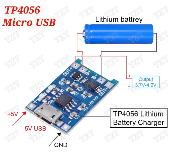 TP4056 Lithium Battery Charging Board Charger Module+Protection Dual Functions TP4056 18650