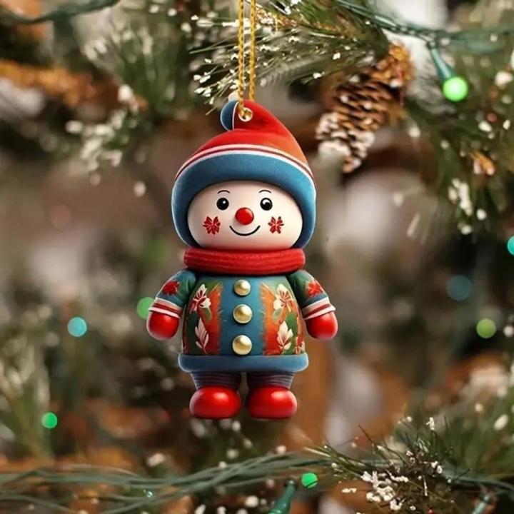 Acrylic Christmas Pendant Eye-Catching 8*5cm Character Ornament Acrylic Decoration for Party Decoration Car Interior Holiday